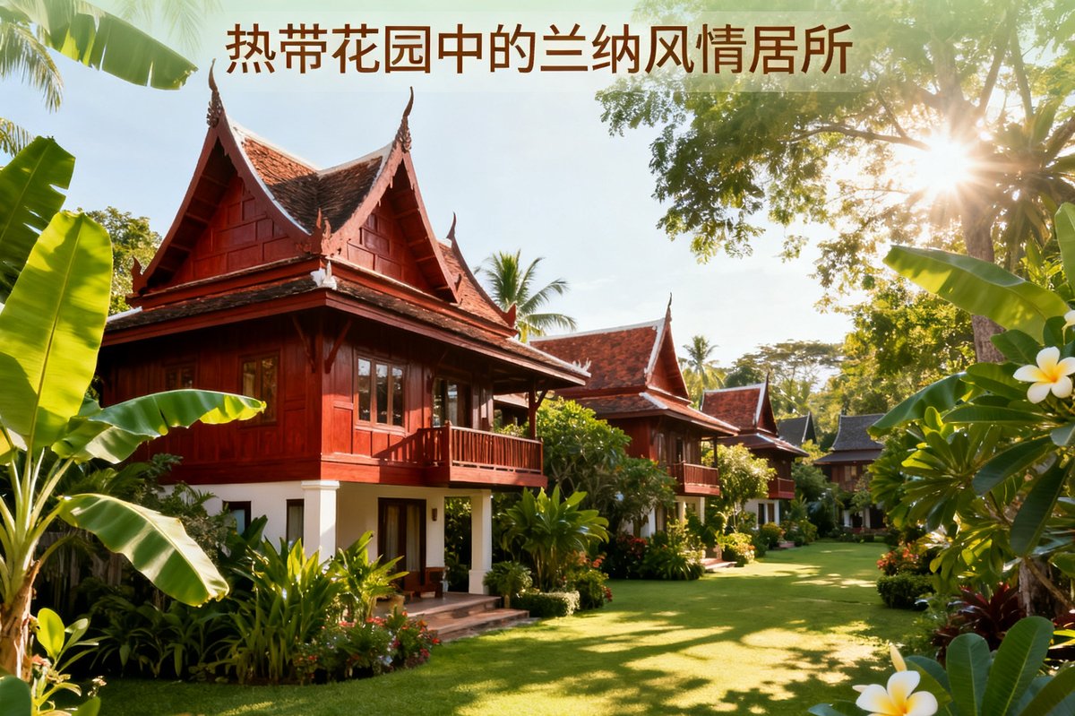 清迈旅居基地正式运营的报道封面，展示泰式兰纳风格别墅群在热带花园中的全景